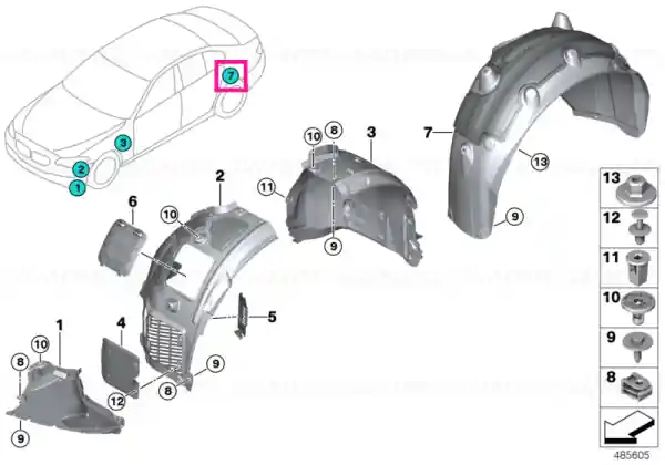 Cumpără online Capac aripa roată spate stânga - BMW