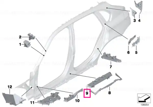 Moulded part f column B, exterior left - BMW Cumpără acum