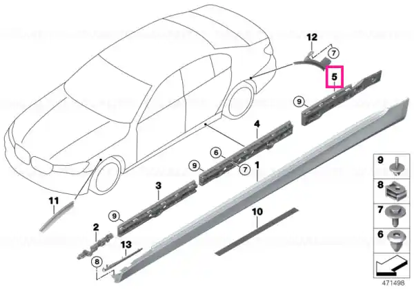 Livrare expres Retaining strip, sill, rear right - BMW