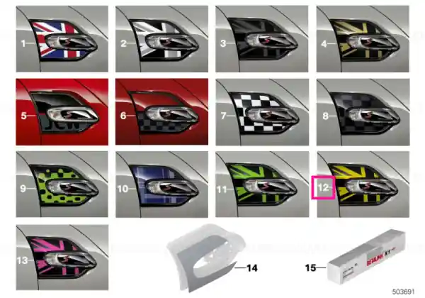 Doar azi Set decorativ cu pernă MINI RAY YELLOW - BMW - Mini