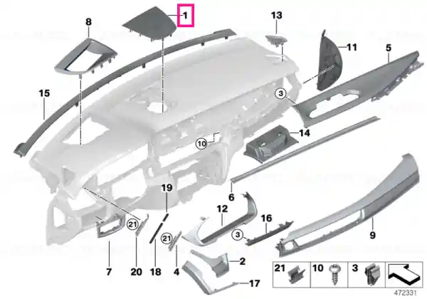 Super ofertă Ornament difuzor central metal SCHWARZ - BMW