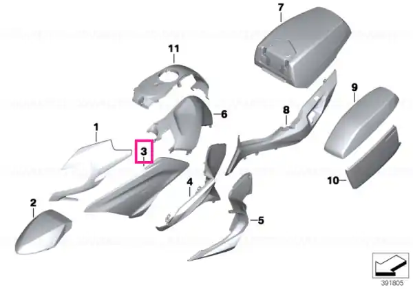 Retur gratuit Panou trim lateral stânga ALPINE-WHITE - BMW Motorrad