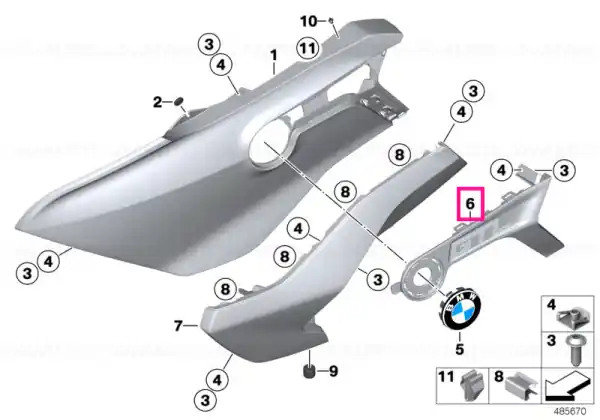 Emblem carrier, right, chrome-plated GTL - BMW Motorrad Ofertă specială