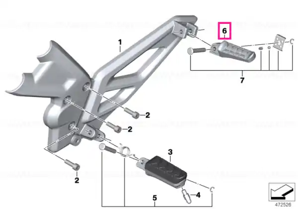 Livrare gratuită Footrest, rear left - BMW Motorrad
