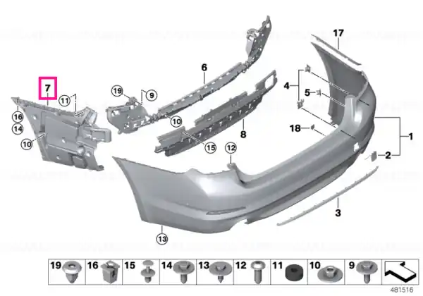 Guide for bumper, side, right - BMW Preț mic