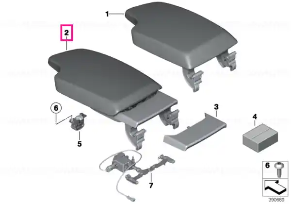 Centre arm rest, leather SCHWARZ - BMW Livrare expres