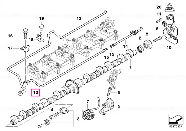 Oil spray tube, output side ZYL. 1-6 - BMW Chilipir