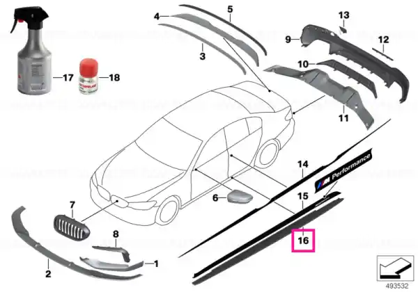 Livrare expres Sill attachment, black, matt, left M PERFORMANCE - BMW