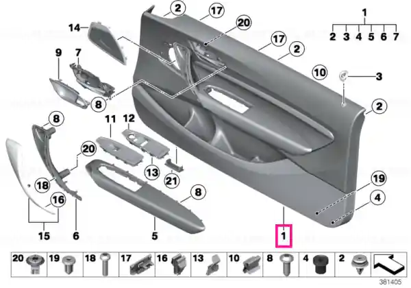 Cel mai bun preț Door trim panel, leather, front left TERRA - BMW
