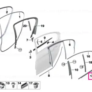 Window well strip, outer, door, rear lft ALU SATINIERT - BMW Reducere specială