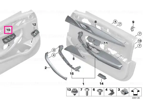 Livrare expres Trim panou comenzi stanga ELFENBEINWEISS - BMW