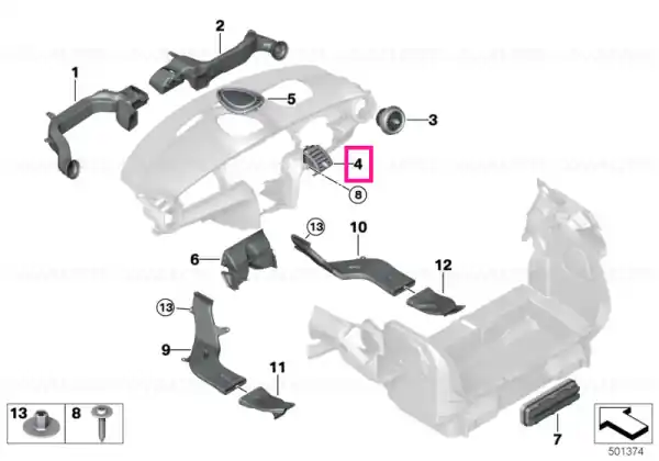 Air vent, centre right - BMW - Mini Promoție