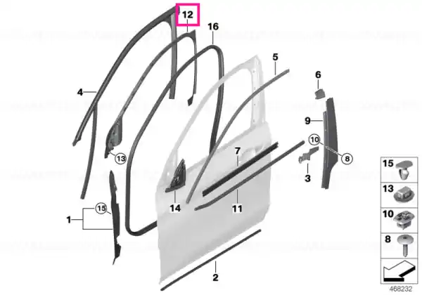 Ofertă specială Capac cadru geam uşă faţă stânga HARMAN/KARDON - BMW