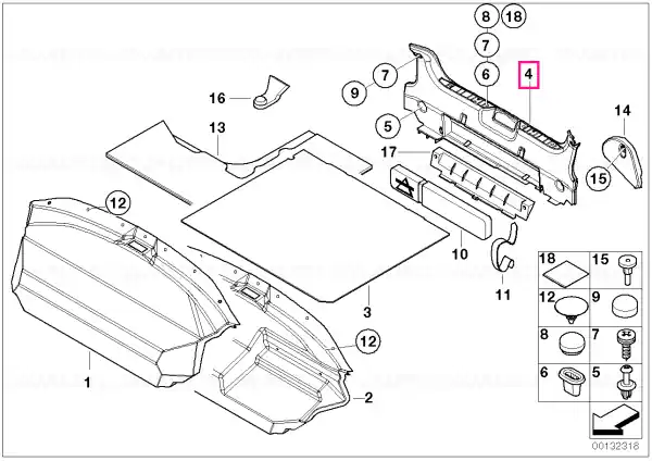 Doar azi Tail trim panel - BMW