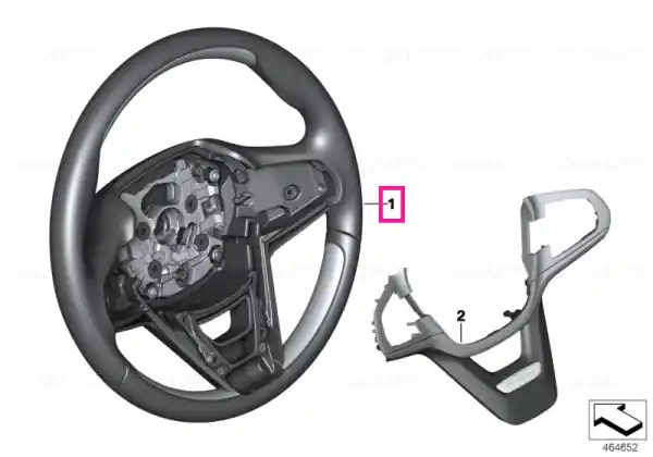 Steering wheel rim leather/wood ash vein SCHWARZ/ROT - BMW Preț promoțional