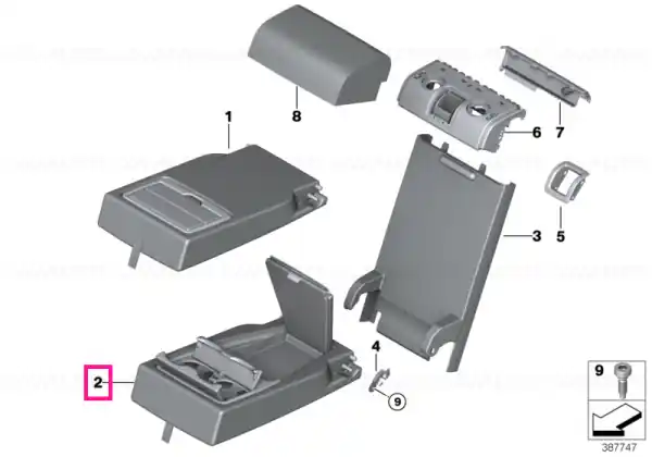 Preț mic Armrest with compartment, leather CANBERRABEIGE - BMW