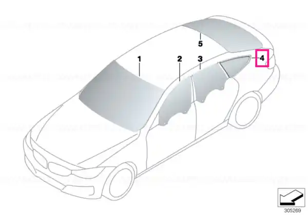 Side window, rigid, rear right SCHWARZ HGL - BMW Plată sigură