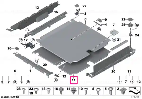 Floor carpet, luggage compartment SCHWARZ - BMW Comandă acum