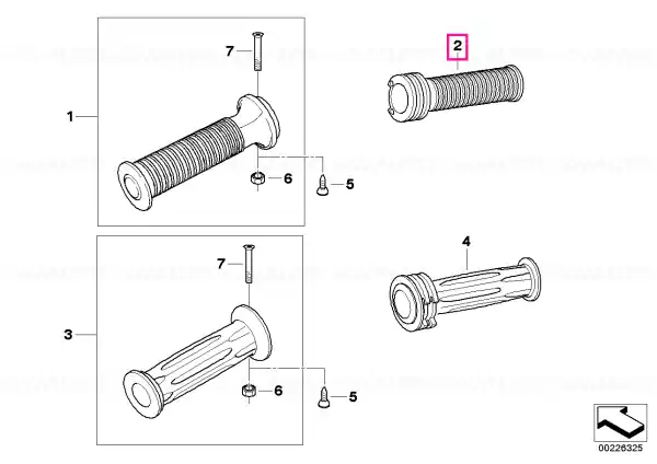 Right grooved handle - BMW Motorrad Retur gratuit