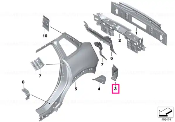 Extension for rear left wheel well - BMW - Mini Retur ușor