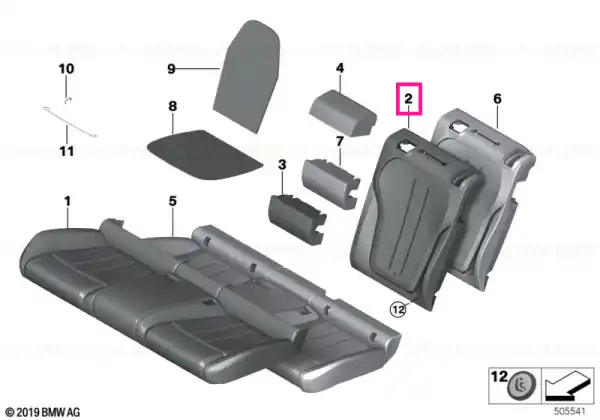 Capac spătar piele drept LCD1 KORALLROT - BMW Cumpără acum