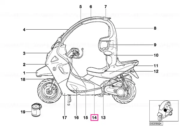 Reducere de preț Trim panel, tunnel top SCHWARZ - BMW Motorrad