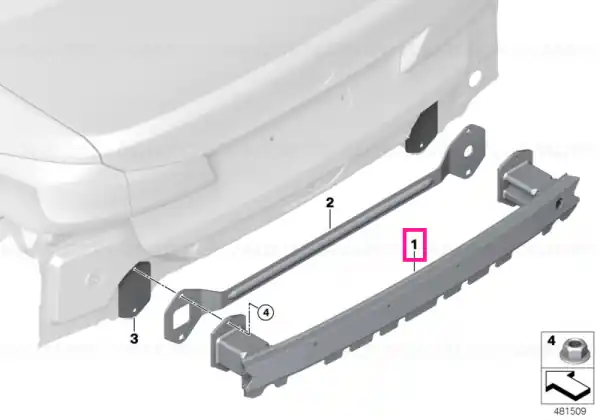Carrier, bumper rear ECE 8 ZYL. - BMW Reducere