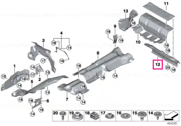 Heat insulation, rear silencer, rear - BMW Preț promoțional