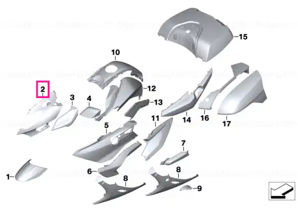 Ofertă specială Upper trim section, left THUNDER-GREY - BMW Motorrad