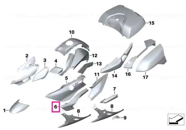 Ofertă de sezon Side trim panel bottom left MONOLITH-MET. - BMW Motorrad