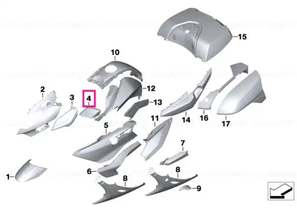 Preț redus Carcasă oglindă stânga THUNDER-GREY - BMW Motorrad