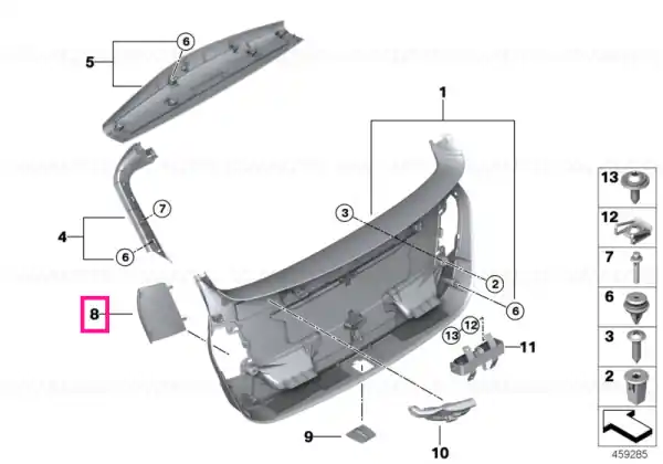 Capac panou ornamental capotă spate dreapta - BMW Disponibil imediat