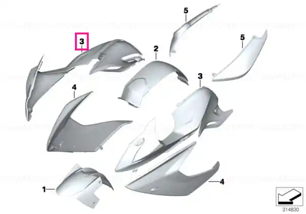 Preț mic Fairing side section, top left ALPINE-WHITE 3 - BMW Motorrad