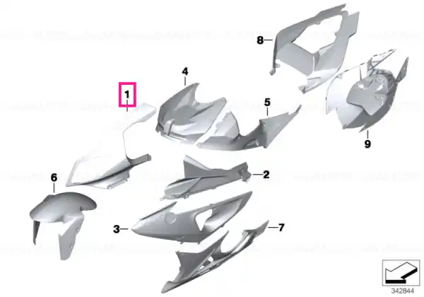 Upper trim section, right GRANITE-GREY - BMW Motorrad Transport gratuit
