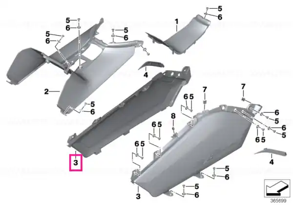 Trim panel, tunnel left - BMW Motorrad Expediere rapidă
