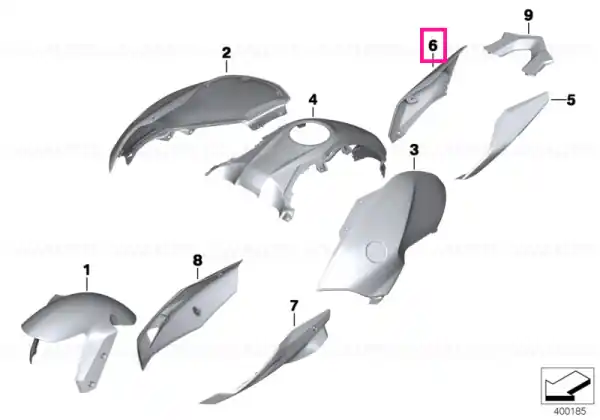Rear right lateral body part LIGHT-WHITE - BMW Motorrad Preț mic