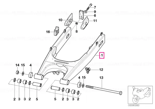 Livrare rapidă Rear wheel swinging arm, silver - BMW Motorrad