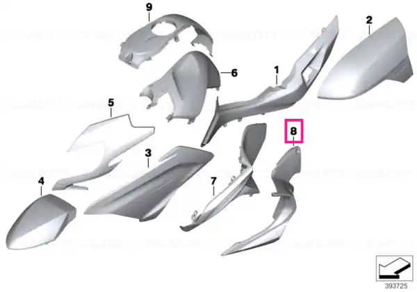 Engine spoiler left GRANIT-GREY - BMW Motorrad Ieftin