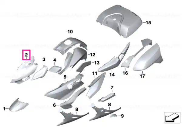 Secțiune trim sus stânga LIGHT-WHITE - BMW Motorrad Doar azi
