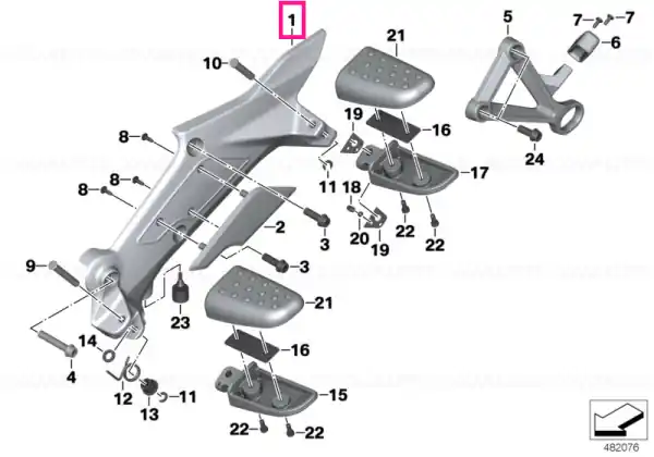 Footpeg plate right PLATIN MET. - BMW Motorrad Plată securizată