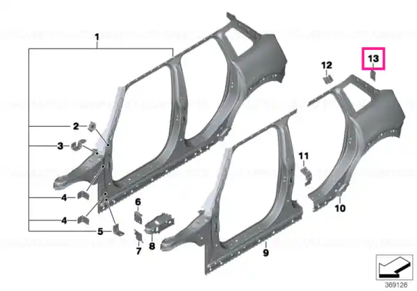 Retur ușor Reinforcement plate, D-pillar, right - BMW - Mini