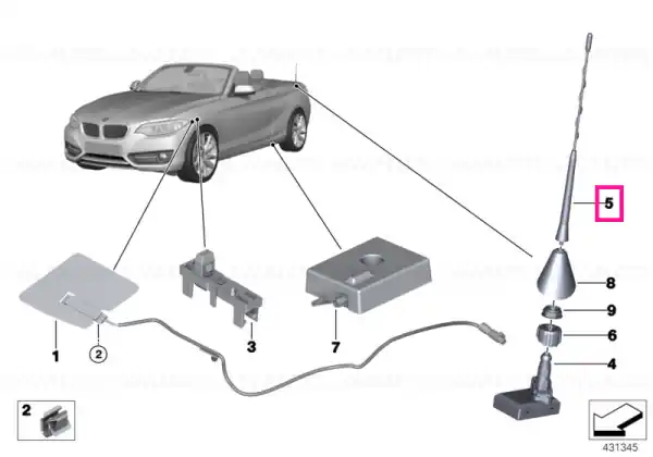 Retur ușor Rod antenna AM/FM/TEL - BMW