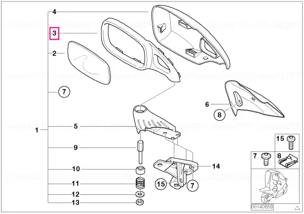 Expediere rapidă Mirror frame right SCHWARZ - BMW Motorrad