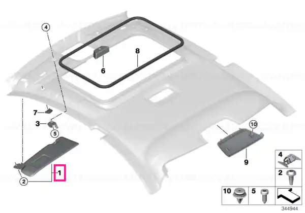 Sun visor without label, right EVERESTGRAU - BMW Ofertă