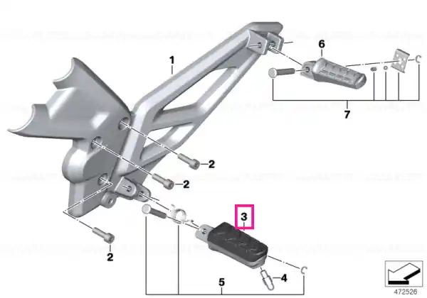 Driver footrest right - BMW Motorrad Livrare rapidă