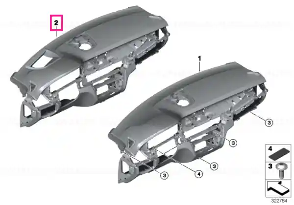 Retur gratuit Instrument panel leather Head-Up Display GRAU/WEISS - BMW