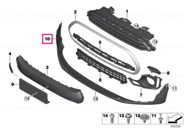 Ofertă limitată Black band spoiler, front BLACK / PDC - BMW - Mini