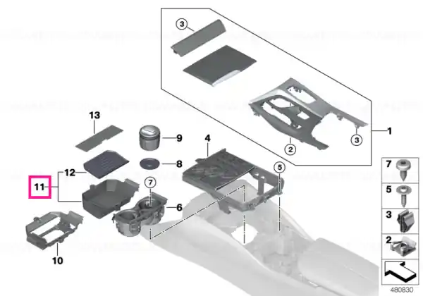Cumpărături sigure Storage comp., centre console, front - BMW