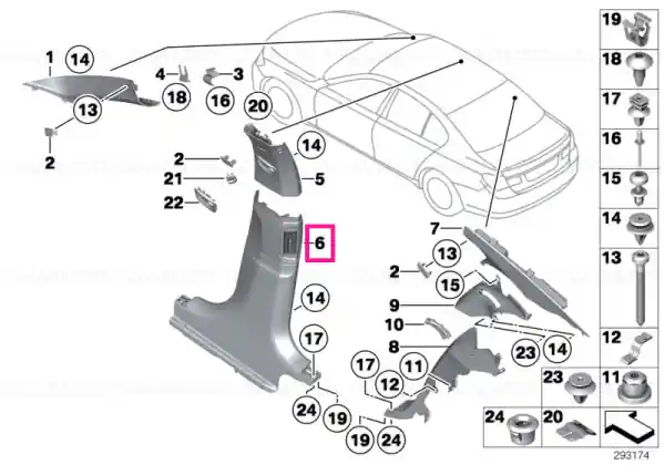 Bestseller Ornament stâlp B piele jos stânga OYSTER - BMW