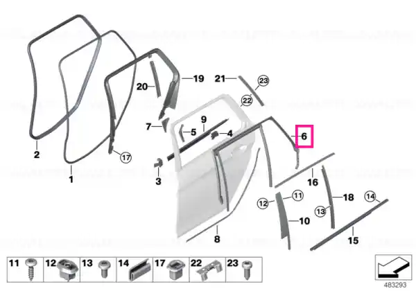 Window guide, right rear door - BMW Cumpără acum